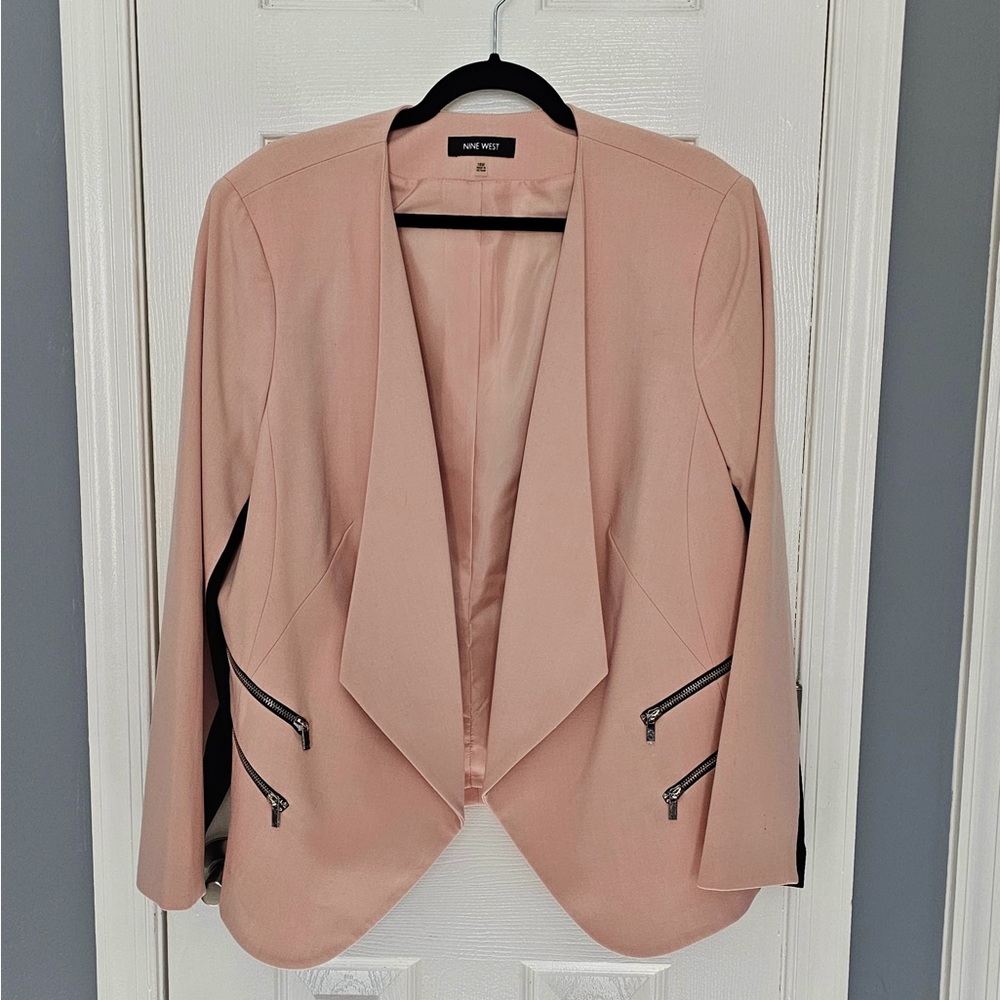 Nine West Pink Blazer with Zipper Accents